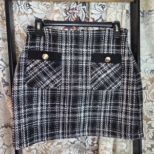 Forever 21 Black and White Checkered Mini Skirt Wool Blend Small